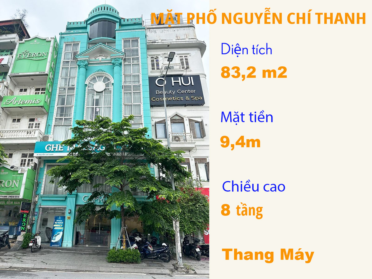 Bán Tòa Nhà Văn Phòng Mặt Phố Nguyễn Chí Thanh 83m2, mặt tiền 9,4m xây 8 tầng - Vị Trí Kim Cương, Dòng Tiền Ổn Định